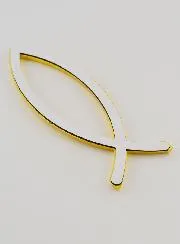 Auto Plekette Christlicher Fisch Ichthys Goldfarben - 14 cm