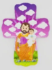 Kinderkreuz zum Aufhängen – Heiliger Josef mit Lilie