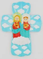 Kinder-Kreuz zum Aufhängen – Heilige Herzen Jesu und Mariens