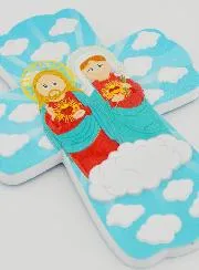 Kinder-Kreuz zum Aufhängen – Heilige Herzen Jesu und Mariens
