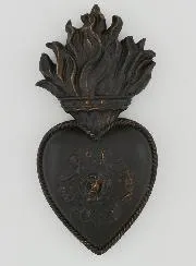 Ex Voto Wanddekoration Blumen-Herz Schwarz und Bronze – 13 cm