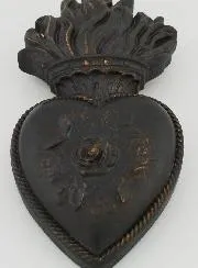 Ex Voto Wanddekoration Blumen-Herz Schwarz und Bronze – 13 cm