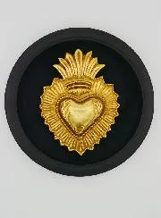 Ex Voto Wanddekoration Gold Herz auf Schwarzem Samt – 19cm