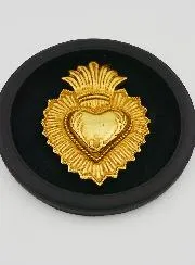 Ex Voto Wanddekoration Gold Herz auf Schwarzem Samt – 19cm