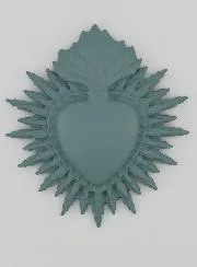 Ex-Voto Wanddekoration Strahlendes Herz 11 cm – Grau Grün
