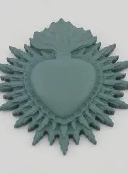 Ex-Voto Wanddekoration Strahlendes Herz 11 cm – Grau Grün