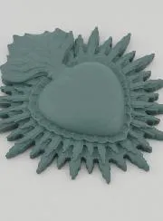 Ex-Voto Wanddekoration Strahlendes Herz 11 cm – Grau Grün
