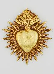 Ex Voto Wanddekoration Strahlendes Herz 11 cm - Gold