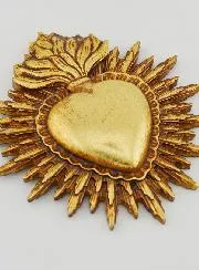 Ex Voto Wanddekoration Strahlendes Herz 11 cm - Gold