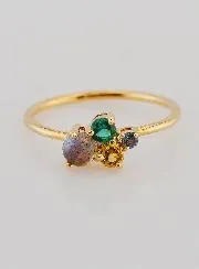 Vergoldeter Ring mit Labradorit und Zirkonia – Größe 54