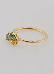 Vergoldeter Ring mit Labradorit und Zirkonia – Größe 54