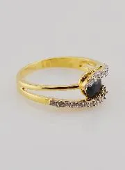 Vergoldeter Ring Saphir und Zirkonia – Größe 54