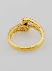 Vergoldeter Ring mit Saphir und Zirkonia – Größe 54
