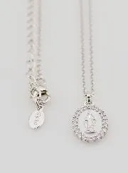 Halskette Wundertätige Medaille Silber und Weißem Emaille