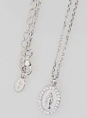 Halskette Wundertätige Medaille Silber und Weißem Emaille