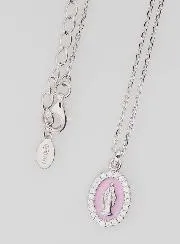 Halskette Wundertätige Medaille Silber und Rosa Emaille