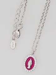 Halskette Wundertätige Medaille Silber und Pink Rosa Emaille