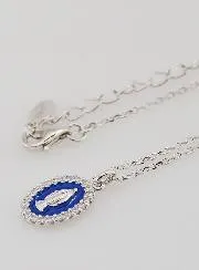 Halskette Wundertätige Medaille Silber und Dunkel-Blaues Emaille