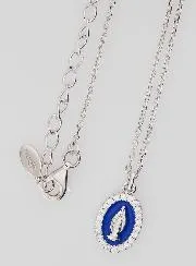 Halskette Wundertätige Medaille Silber und Dunkel-Blaues Emaille