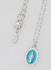 Halskette Wundertätige Medaille Silber und Hell Blaues Emaille