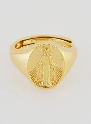 Ring Siegelring Wundertätige Muttergottes Vergoldetes Silber - Größen 46 bis 52