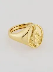 Ring Siegelring Wundertätige Muttergottes Vergoldetes Silber - Größen 46 bis 52