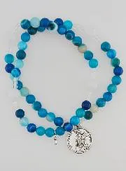 Rosenkranz aus Blauen Achat Edelsteinen – Heiliger Michael