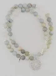 Rosenkranz Armband aus Aquamarin mit Vaterunser