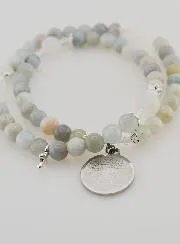 Rosenkranz Armband aus Aquamarin mit Vaterunser