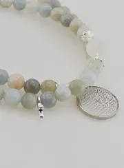 Rosenkranz Armband aus Aquamarin mit Vaterunser