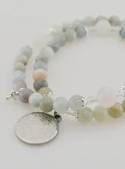 Rosenkranz Armband aus Aquamarin mit Vaterunser