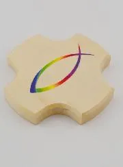 Kreuz aus Ahorn Holz – Christlicher Fisch Ichthys