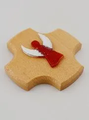 Kreuz aus Ahornholz mit Schutzengel aus Glas