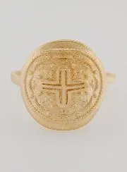 Ring mit Geschnitztem Kreuz Christi – Vergoldet – Größe 60