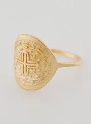 Ring mit Geschnitztem Kreuz Christi – Vergoldet – Größe 60