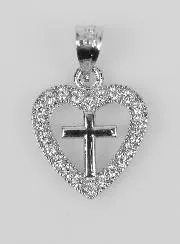 Anhänger Kreuz Herz aus 925er Silber – 16mm
