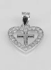 Anhänger Kreuz Herz aus 925er Silber – 16mm