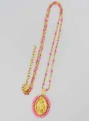 Wundertätige Medaille mit Perlen + Halskette Rosa Perlen