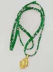 Religiöse Halskette Grünes Liberty Band - Wundertätige Medaille mit Perlen
