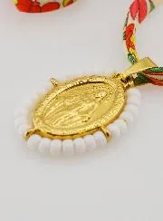 Wundertätige Medaille mit Perlen - Liberty Band mit Blumen
