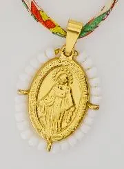 Wundertätige Medaille mit Perlen - Liberty Band mit Blumen