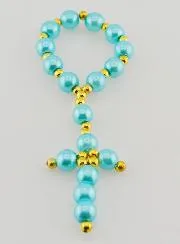 Zehner-Rosenkranz aus Perlmuttfarbenen Glasperlen – Blau