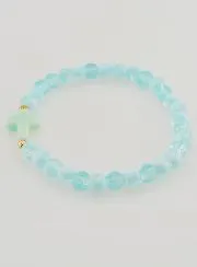 Religiöses Armband mit Kreuz und Blauen Glasperlen