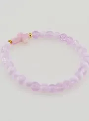 Religiöses Armband mit Kreuz und Lila Glasperlen