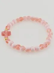 Religiöses Armband mit Kreuz und Roten Glasperlen