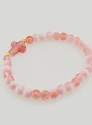 Religiöses Armband mit Kreuz und Roten Glasperlen