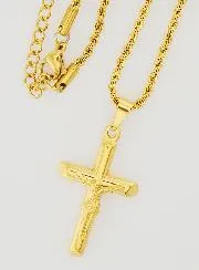 Religiöse Halskette Christuskreuz aus Goldfarbenem Edelstahl