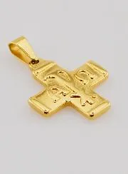 Goldfarbener Anhänger Kreuz Chi Rho Zeichen – Pax, Alpha und Omega