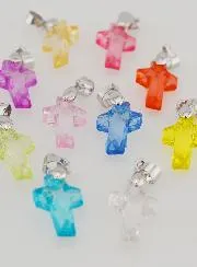 Set 10 Bunte Kreuz Anhänger 16mm