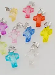 Set 10 Bunte Kreuz Anhänger 16mm